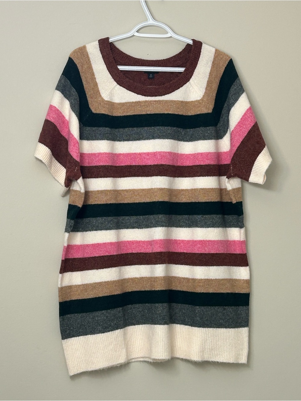 Torrid Multicoloured Striped Short Sleeve Soft Sweater 3X